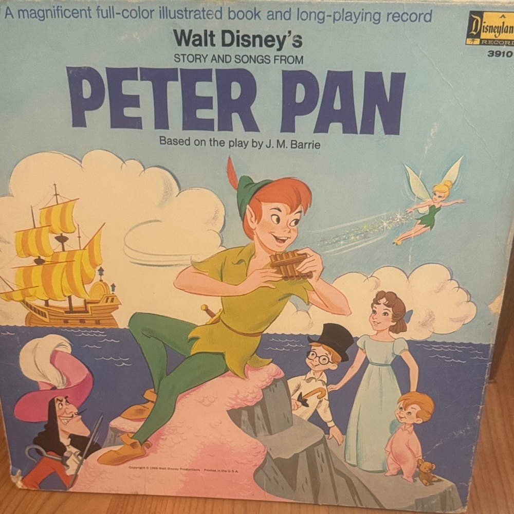 Disney Peter Pan Vinyl Record - Green and Blue Cover